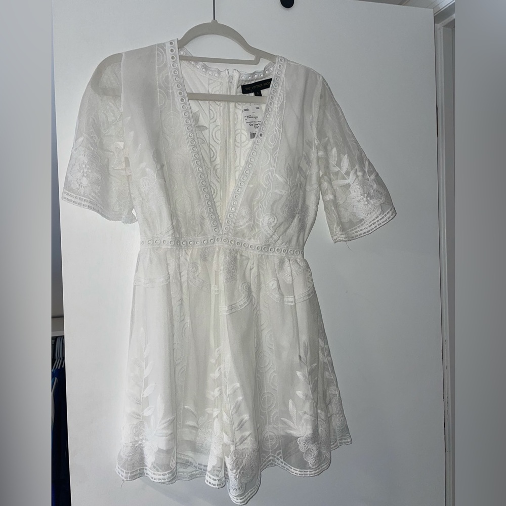 Gorgeous white lace shorts romper